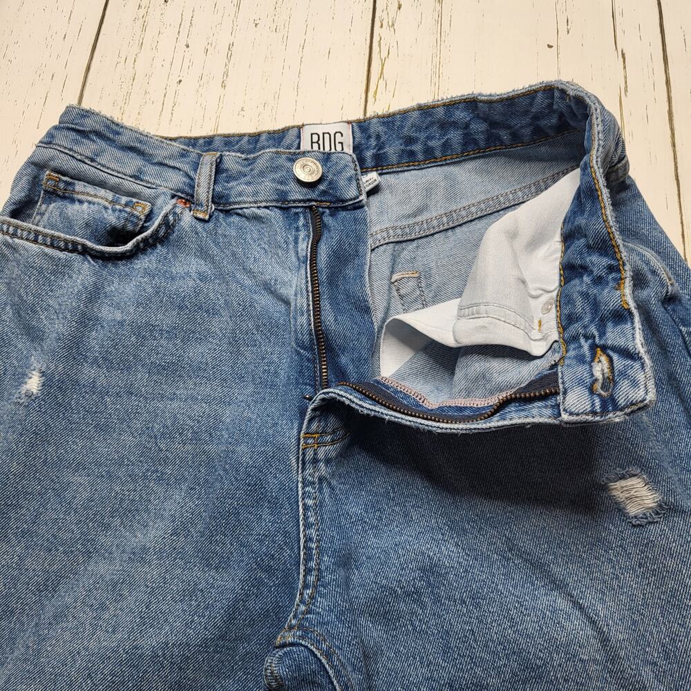 BDG Ripped Distressed Raw Hem Mom Jeans Baggy Stitched Straight Leg High Rise 29 - Picture 4 of 10